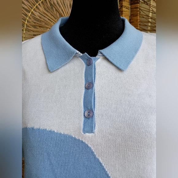 Vintage Lizgolf Blue and White Women's Polo Shirts Golf Vest_Large - Picture 10 of 12